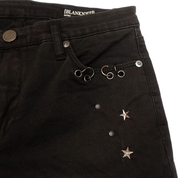 BLANKNYC Skinny Ankle Pants 28 Black Intro Distressed Womens Measure 27x25.5 - Picture 12 of 13